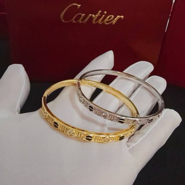 Cartier Love Diamond-Set Bangle, High-End Custom Version. Featuring a classic ye