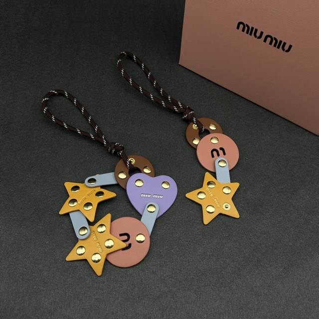 Small, Large - New Miumiu Keychain Starry Encounter Leather Accessory Set Inspir