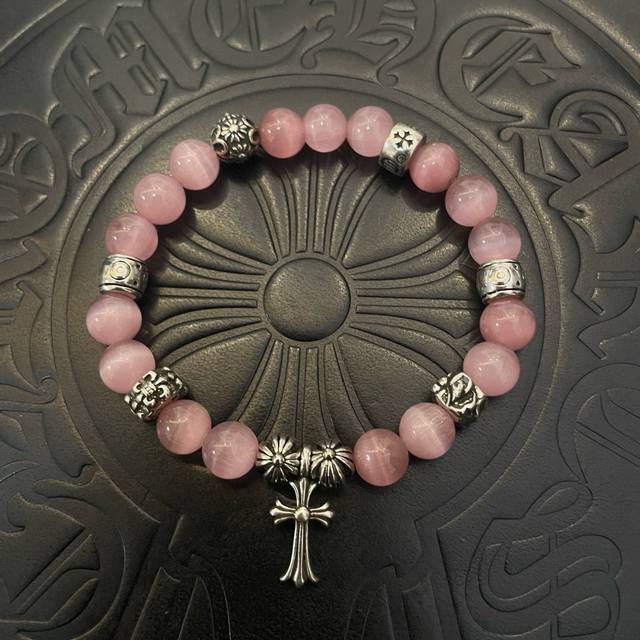 New boutique quality Chrome Hearts classic retro multi-element pink cat's eye st