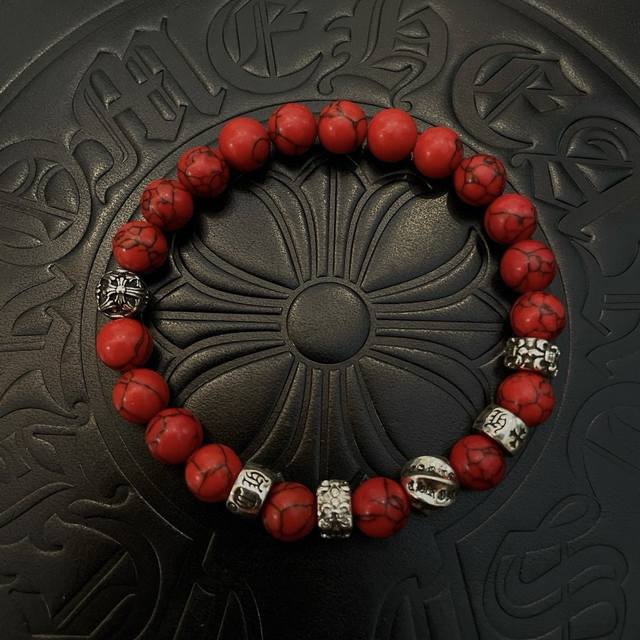 New boutique quality Chrome Hearts classic retro multi-element red turquoise bra