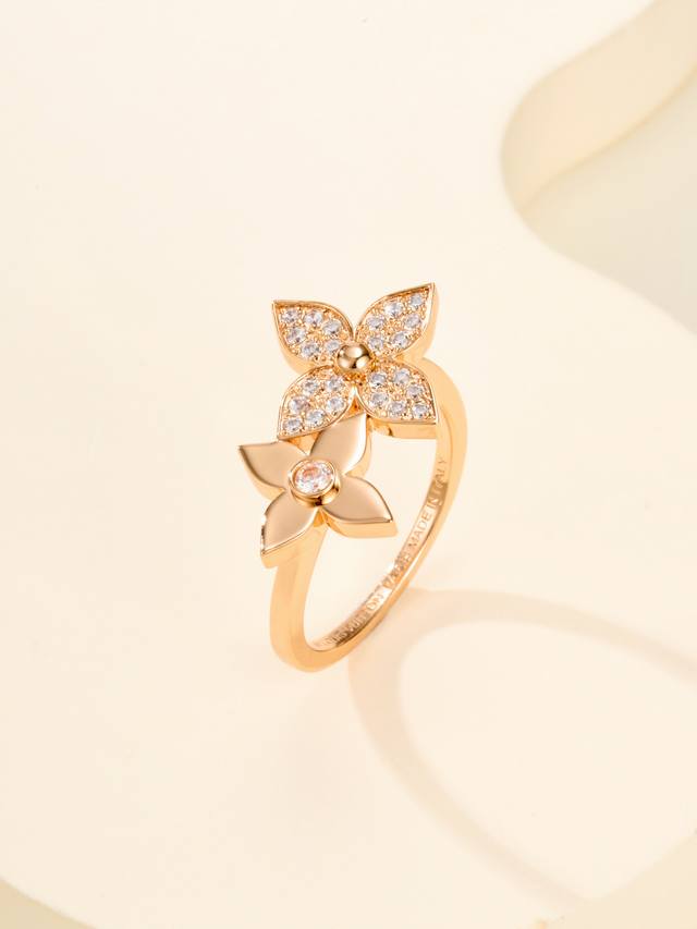 Ring size 5678 (US size Ddd) L's Star Blossom series single-flower diamond ring,