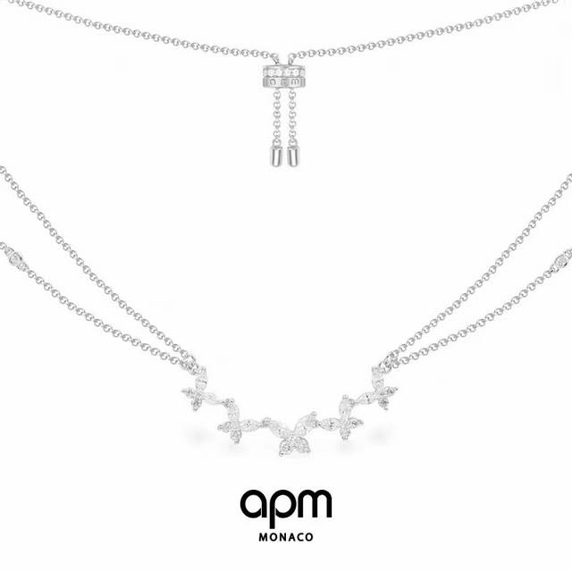 A batch of Monaco's new butterfly double-chain marquise diamond necklace in silv