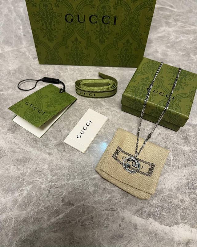 Gucci Interlocking Double G Necklace (Ddd) Features the distinctive interlocking