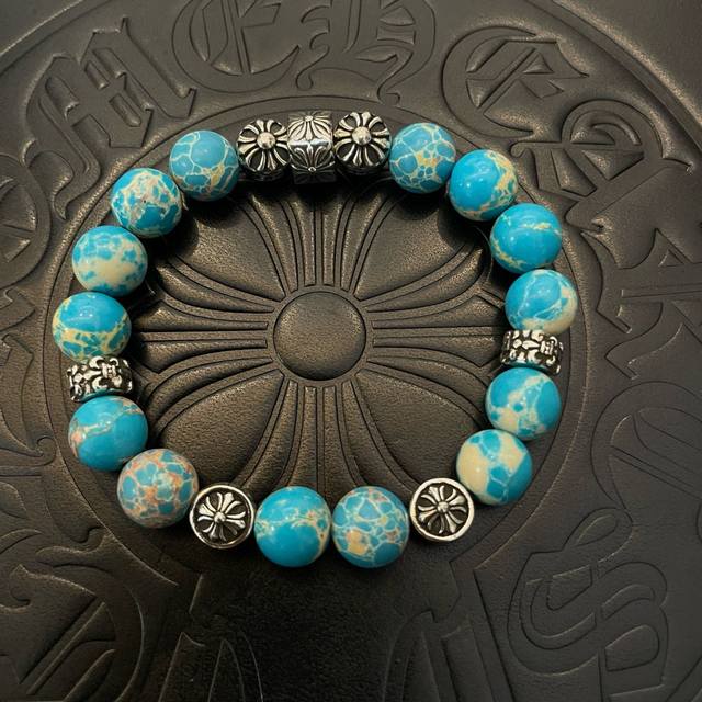 New boutique quality Chrome Hearts classic retro multi-element turquoise bracele
