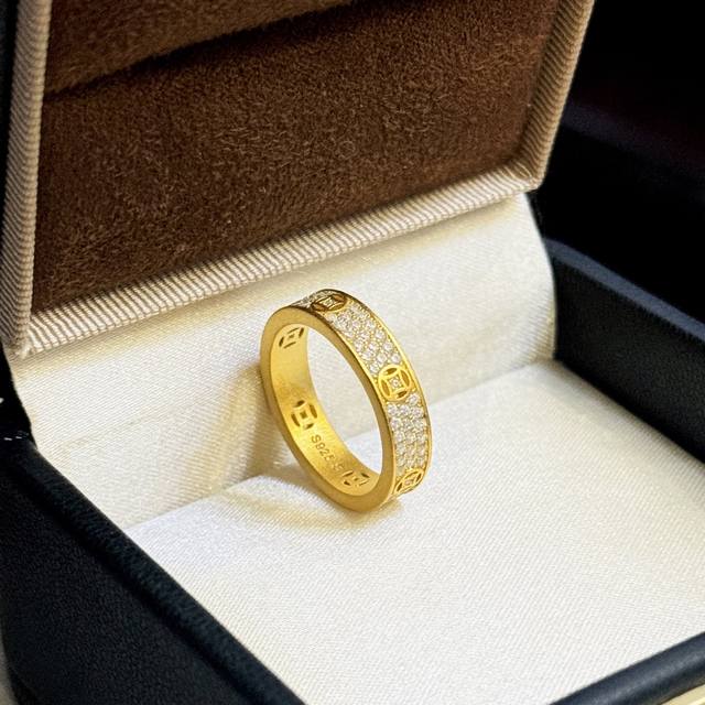 A5588 New antique gold craftsmanship lucky copper coin frosted three-row diamond