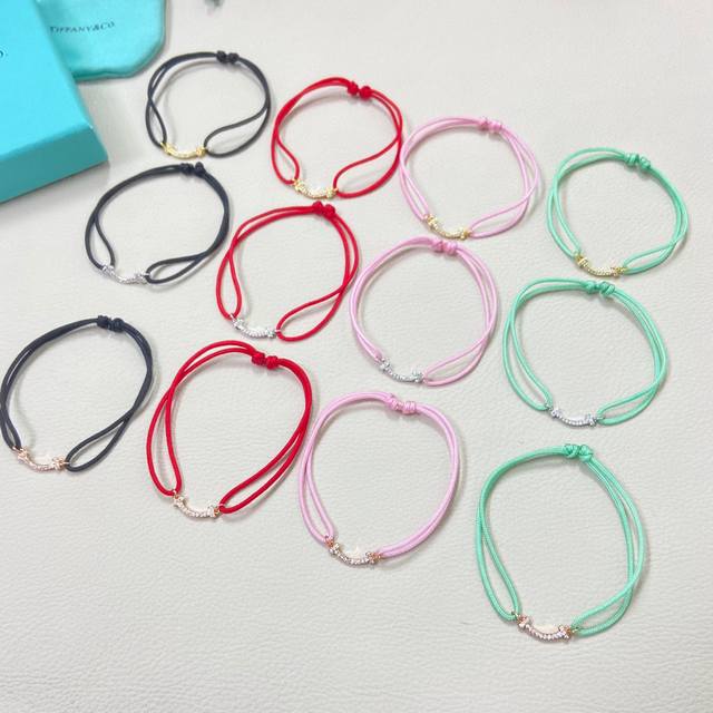 Tiffany New Mini Rhinestone Smiley Face Bracelet in Gold, White Gold, Champagne