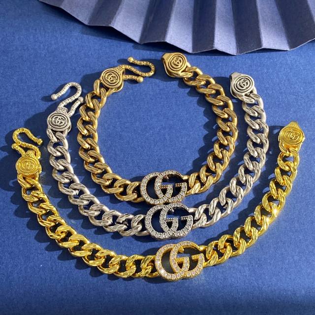 Bracelet Gucci Retro Personalized Unisex Fashion Cuban Chain Diamond-Studded Dou