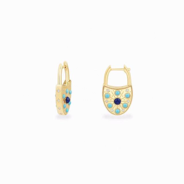Apm Monaco Blue Padlock Circle Earrings! With an avant-garde design, these earri