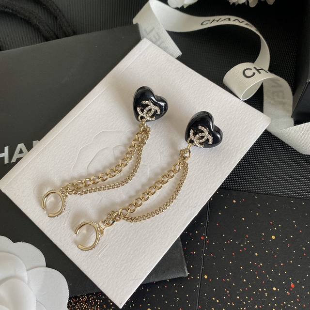 Chanel Tassel Chain Letter Heart Double C Stud Earrings are incredibly popular a