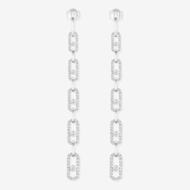 Messika Tassel Earrings - Single Diamond Sliding Tassel Stud Earrings, Paris, Fr