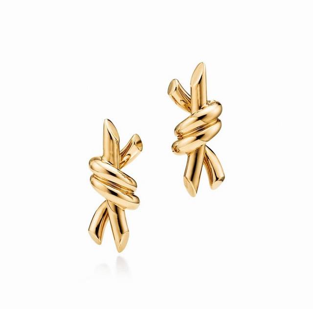 New Miniffy Knot Stud Earrings, Smooth Finish, Matte Gold Material, Silver Needl