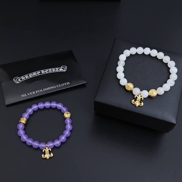 Chrome Hearts Natural Bead Silver Bracelet for Couples. A Chrome Hearts bracelet