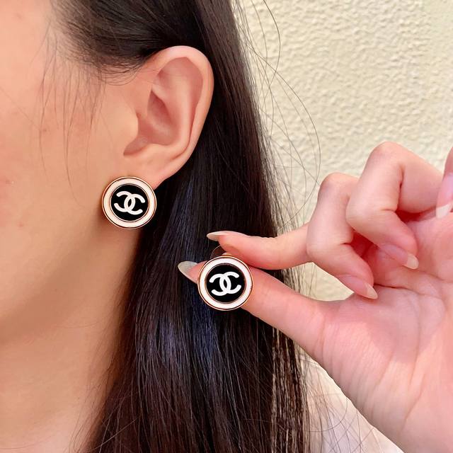 Chanel Classic Double C Stud Earrings Ddd