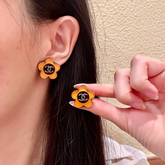 Chanel Camellia Double C Diamond Stud Earrings Ddd