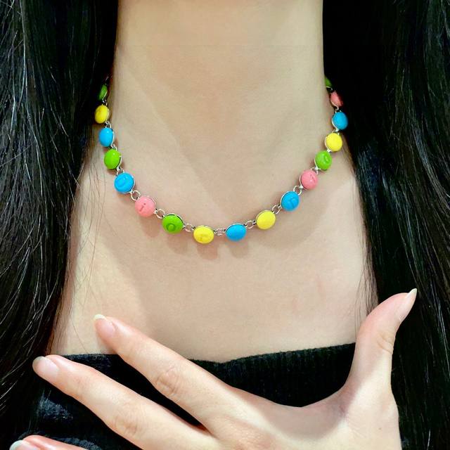 Dior Candy Color Letter Necklace (Ddd)