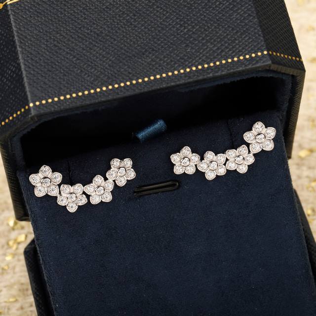 210569 We produce Wild Flower earrings, and can customize 18K real gold and diam