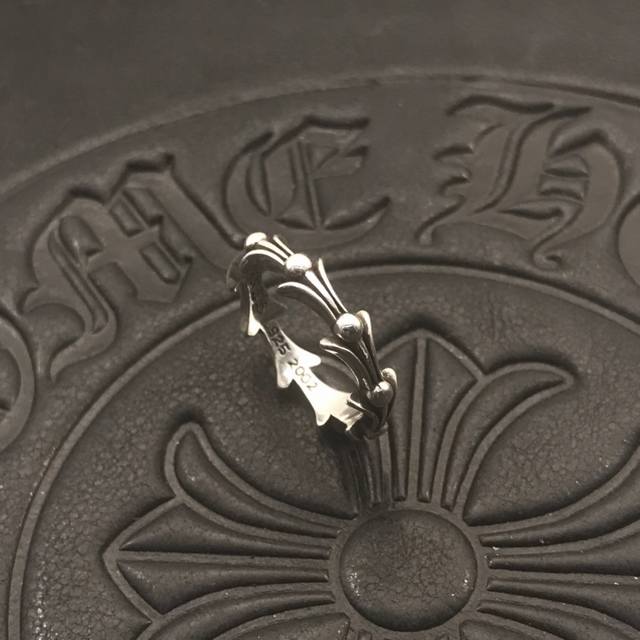 High-quality Chrome Hearts iris wave pattern fishbone ring, inner band engraving
