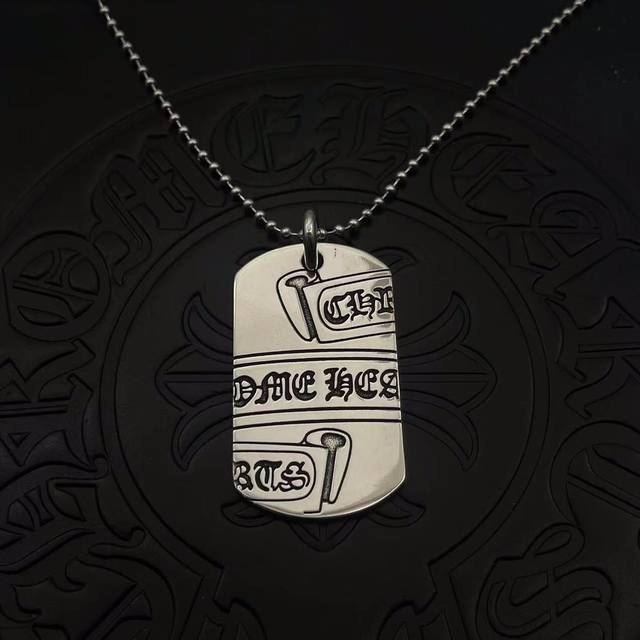 High-quality Chrome Hearts large scroll tag pendant with bead chain, size 50-70,