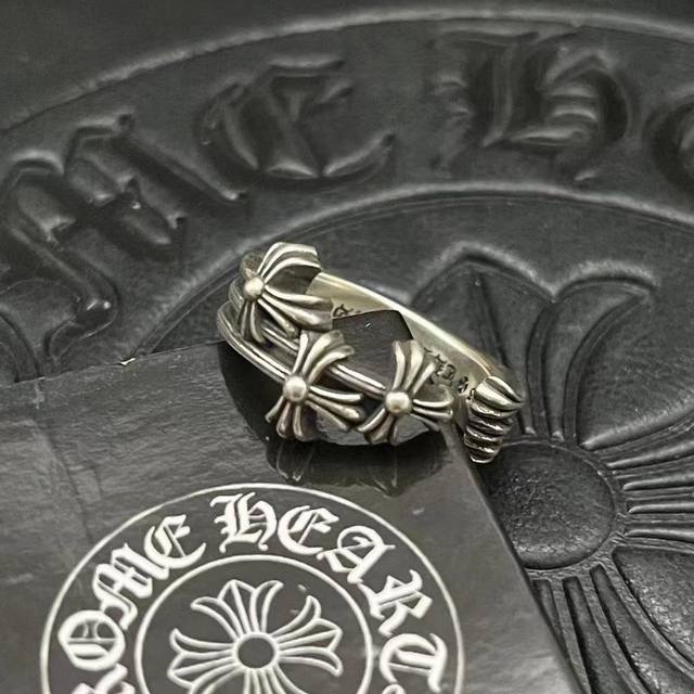 Chrome Hearts High Version Open Cross Flower Ring Ddd