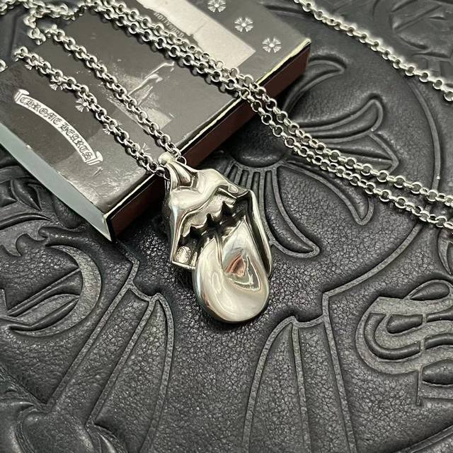 Chrome Hearts High Version Rolling Stone Tongue Necklace Ddd