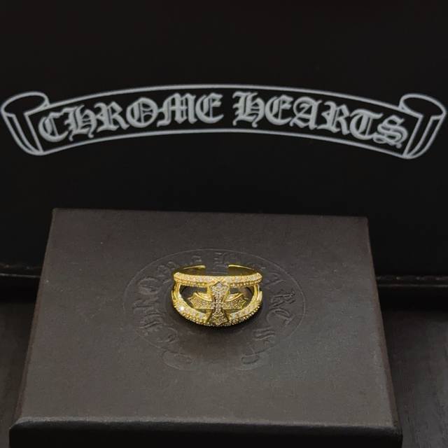 Authentic Chrome Hearts classic retro scout floral ring with embossed design and