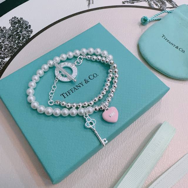 Tiffany & Co. Bracelet, exquisite silver version, celebrity style, retro distres