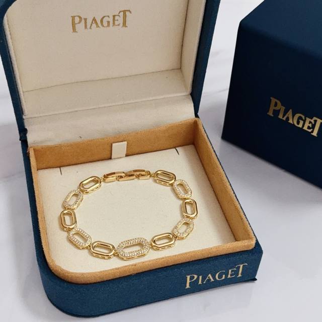 Piaget bracelet, a high-end custom version with diamond setting in V-gold, adjus