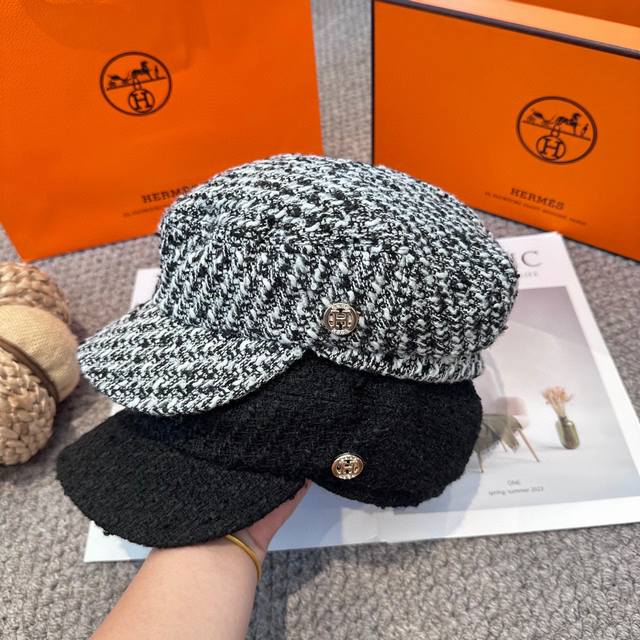 Hermes New Baseball Painter Hat, High-Quality Original, Simple and Classic Logo,