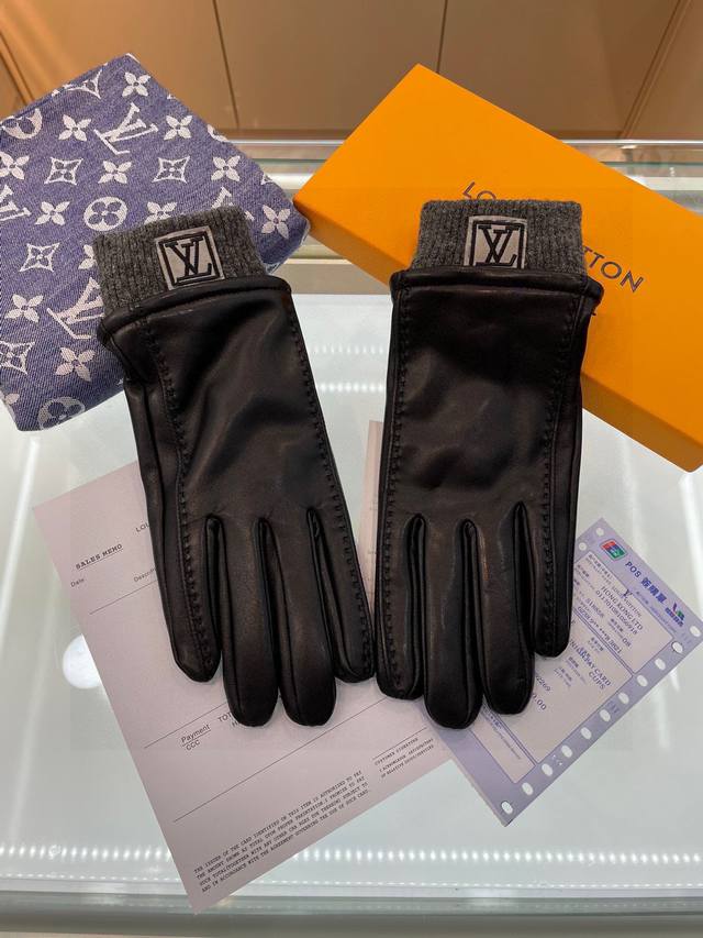 New LV Men's Gloves, Premium Sheepskin Leather, Ultra-thin, Soft, Comfortable, S