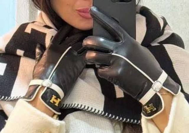 Hermes European New Top-Tier Original Women's High-End Gloves, 100% Imported She
