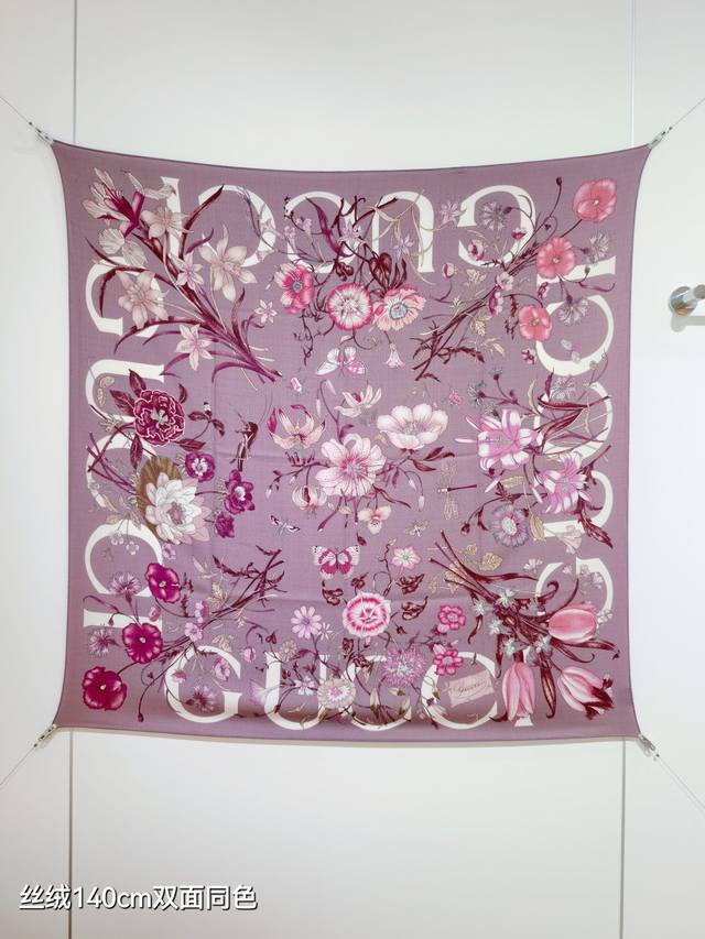 Rgc2519 Double-sided same color 140X140Cm 70% cashmere 30% silk Gucci Ddd