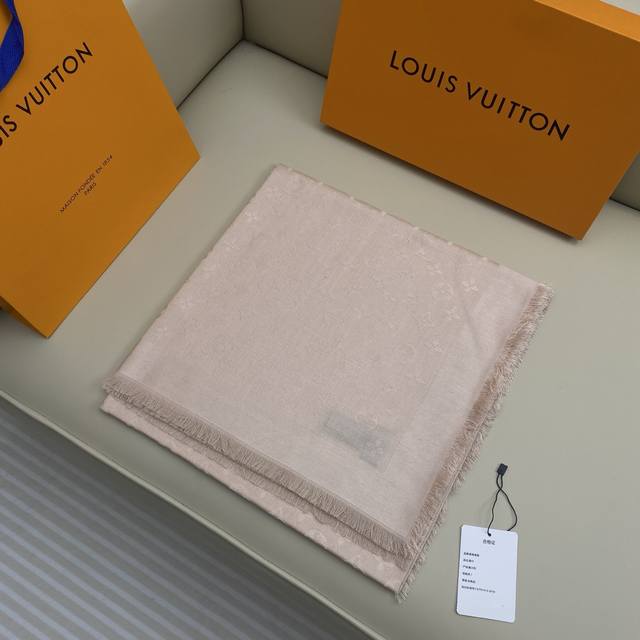 Solid Color Monogram Classic Shawl 140*140cm. 60% Mulberry Silk, 40% Sheep Wool