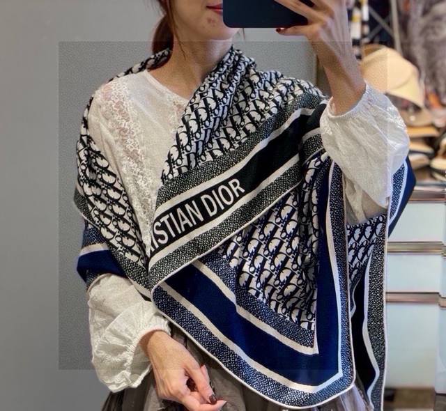 Cashmere scarves have a more fashionable twist! This Dior reversible shawl looks