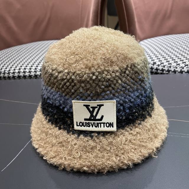 Louis Vuitton 2025 New Colorful Striped Teddy Fleece Fisherman Hat for Women, Au