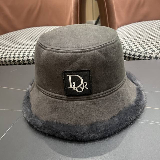 Dior New Winter Plush Bucket Hat for Women, Autumn/Winter Warm, Face-Slimming, S