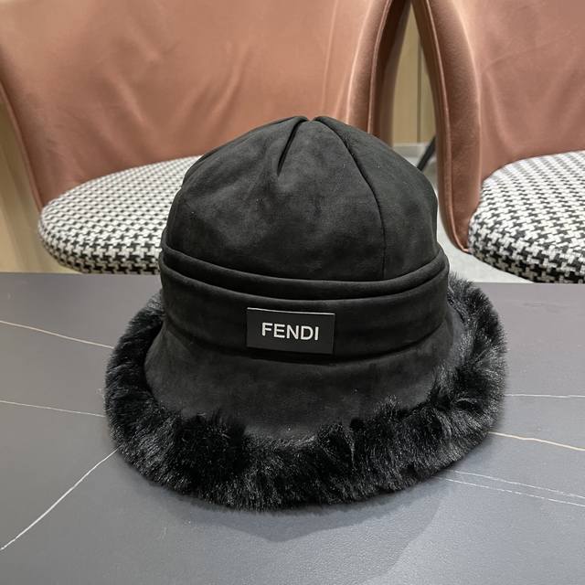 Fendi Scarecrow Hat for Women, Autumn/Winter Warm Fleece-lined Fisherman Hat, Wi
