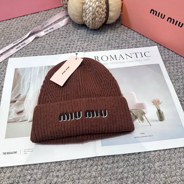 Miumiu Fall/Winter Embroidered Beanie This high-end look starts from the top! Hi