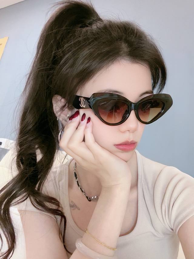 Chanel sunglasses. Classic small frame design, flattering for all face shapes, l