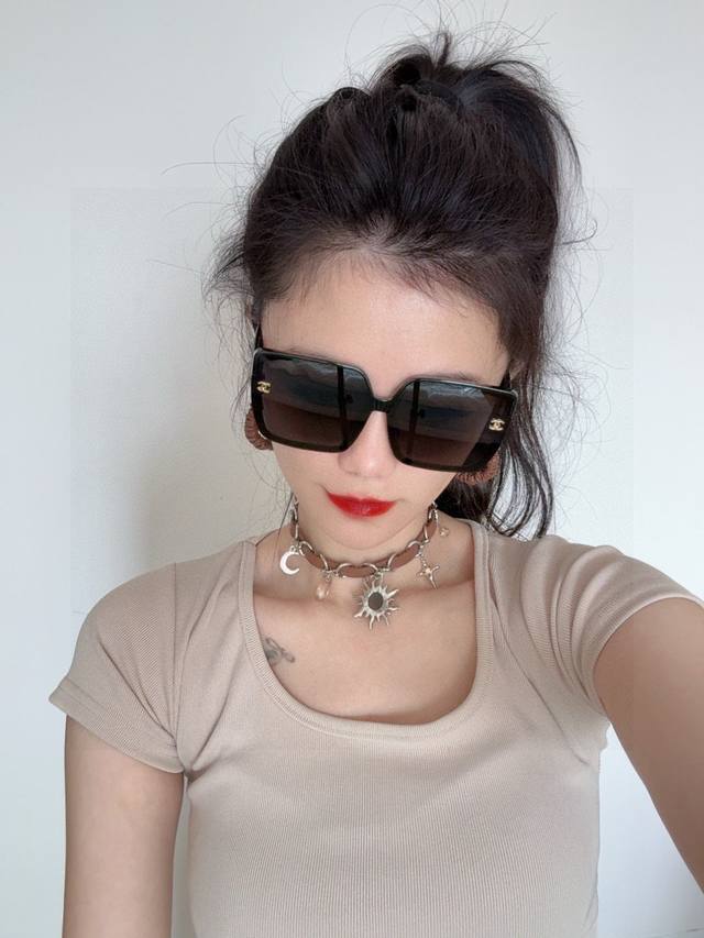 Chanel oversized sunglasses. Classic square frame design, flattering for all fac