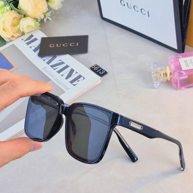 Gucc* Women's Sunglasses, UV Protection, Slimming for Large Faces, High-End Retr