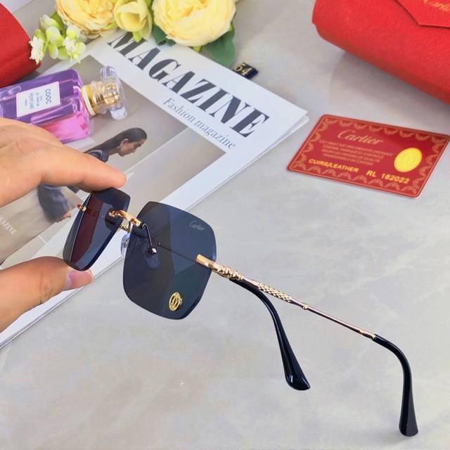Cartie*2025 High-End Frameless Beveled Sunglasses for Women, Luxury Fashion, UV