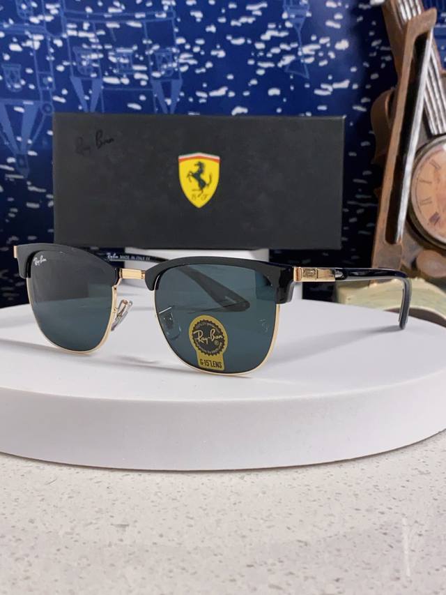 Rayban Ferrari Collaboration 2025 New Retro Half-Rim Sunglasses Party Style Eyeb