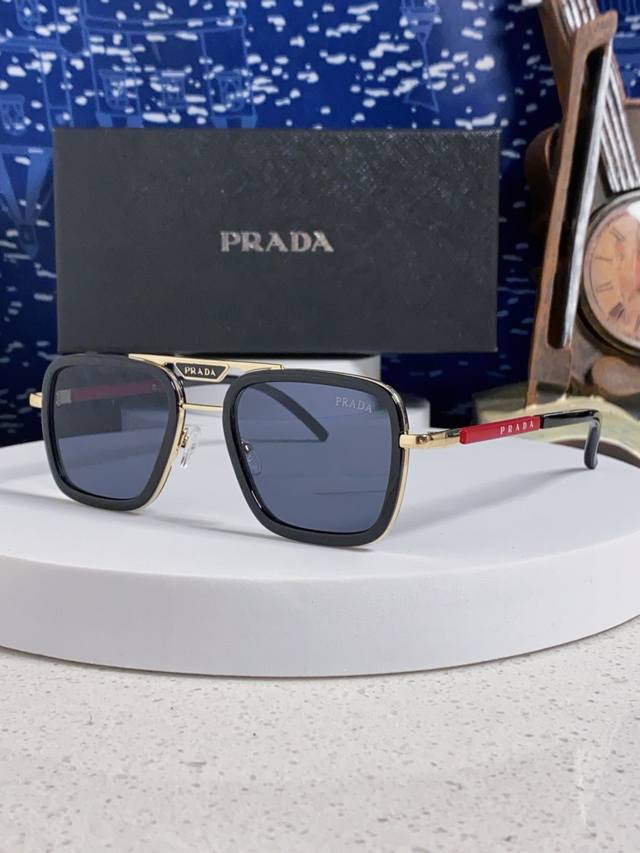 Prada 2025 New Style Stylish Sunglasses for Men and Women, Large Metal Frame, Un