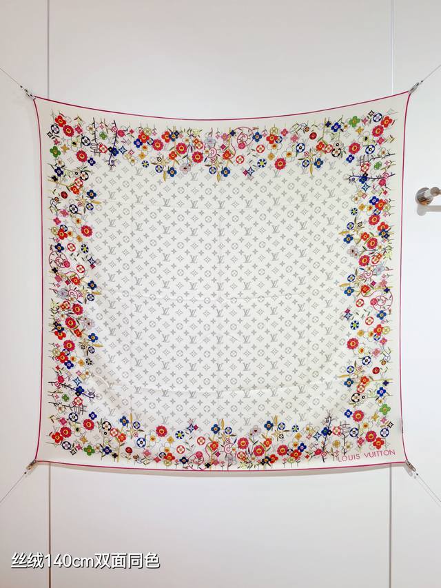 Rlv2550 Double-sided same color 140X140Cm 70% cashmere 30% silk Lv X Tm Monogram