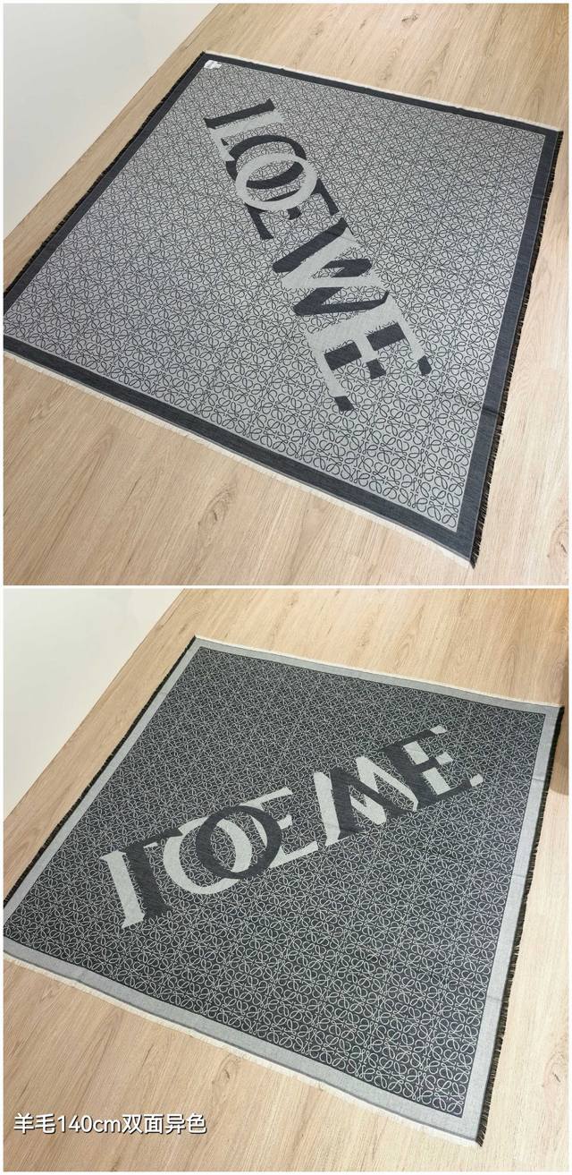 Rlw2501 Double-sided, different colors, 140X140Cm, 90% wool, 10% cashmere, Loewe