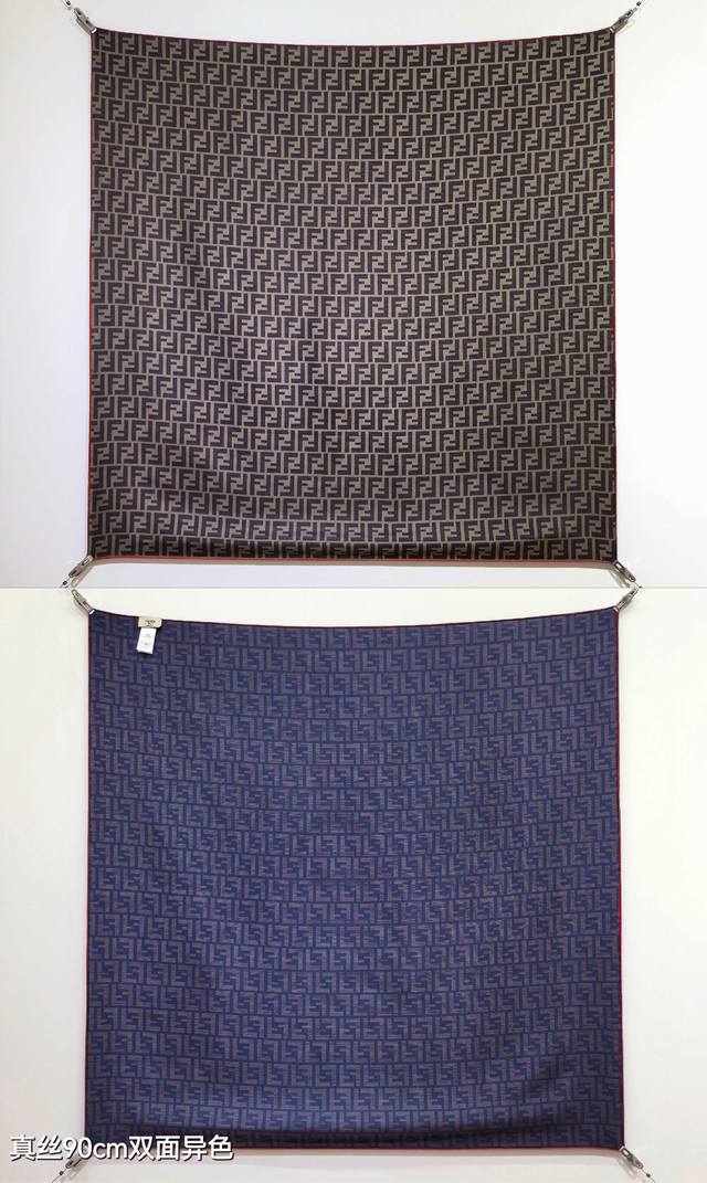 Sfd2501 18 momme double-sided 90X90Cm twill silk Fendi full width Ff Ddd