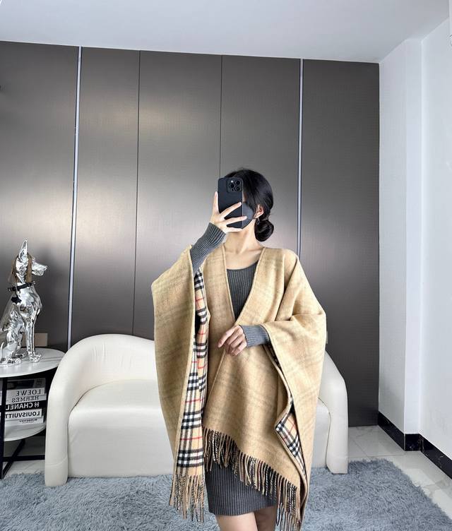 The most amazing original Burberry item ever! A reversible cape, one side with a