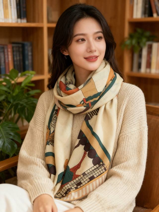 Full Speed Ahead "140 Double-Sided Velvet Shawl" Hand-rolled Hem Silk and Wool S