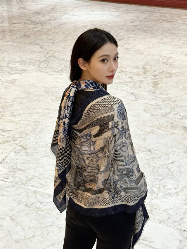 A glowing, shiny Hermes scarf, purchased directly from the Hermes boutique and h