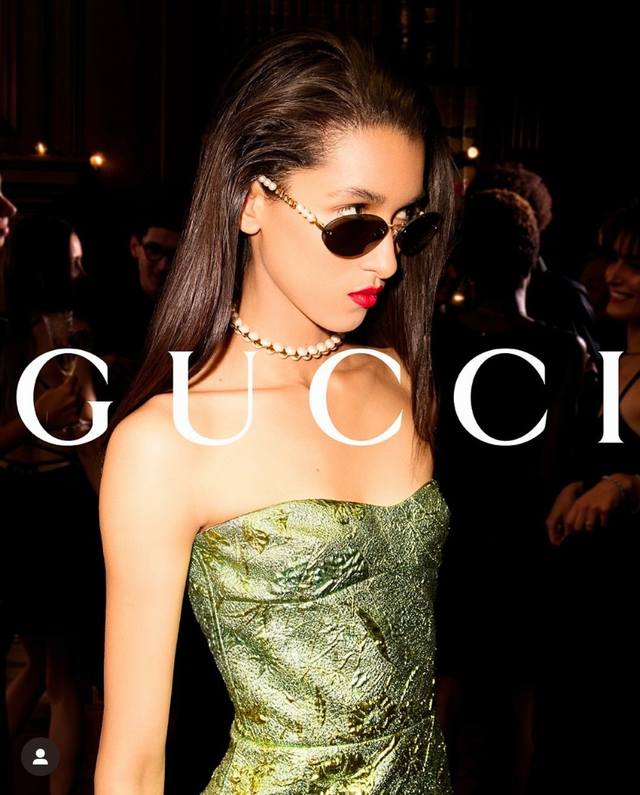 Gucci 2025 European and American high-end women's round pearl sunglasses, Europe